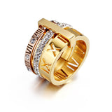 Diamond set Roman monogram ring for women