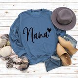 Sweatshirt mit Rundhalsausschnitt und Buchstabendruck (Nana) und langen Ärmeln, lockere Passform, Übergröße