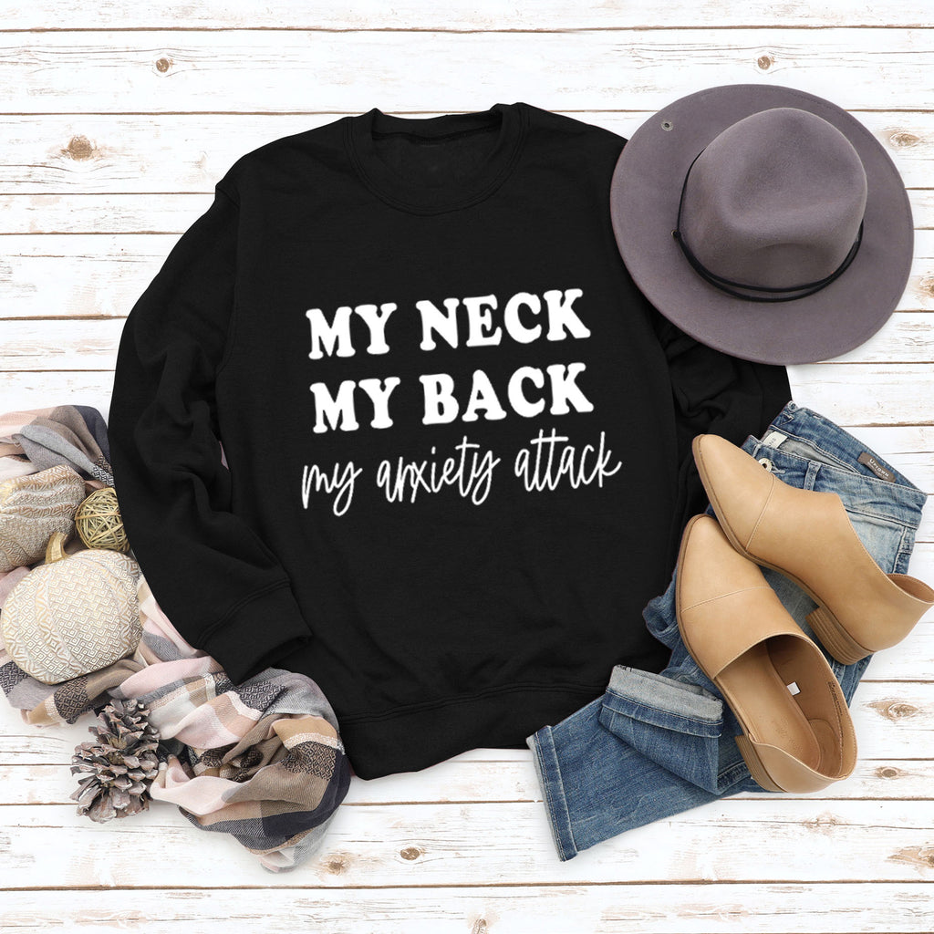MY NECK MY BACK Fashion Round Neck Large Size Women Long-sleeved Printed Sweater