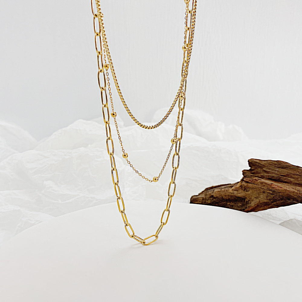 NEHZUS Double couche Hip Hop titane acier collier pour femmes en acier inoxydable clavicule chaîne colliers