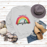 „You Are My Sunshine“-Pullover mit Regenbogen-Buchstabendruck für Damen