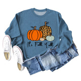 It's Fall Y'all Leopard Print Letter Print Round Neck Loose Fashion Long Sleeve Sweater