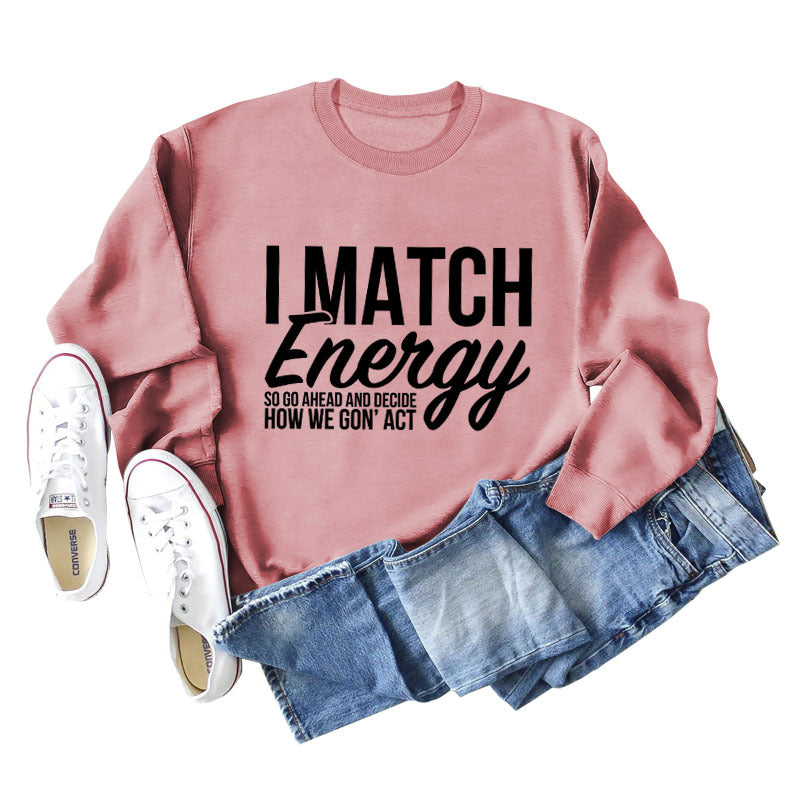 I Match Energy Damen-Sweatshirt mit Rundhalsausschnitt und langen Ärmeln