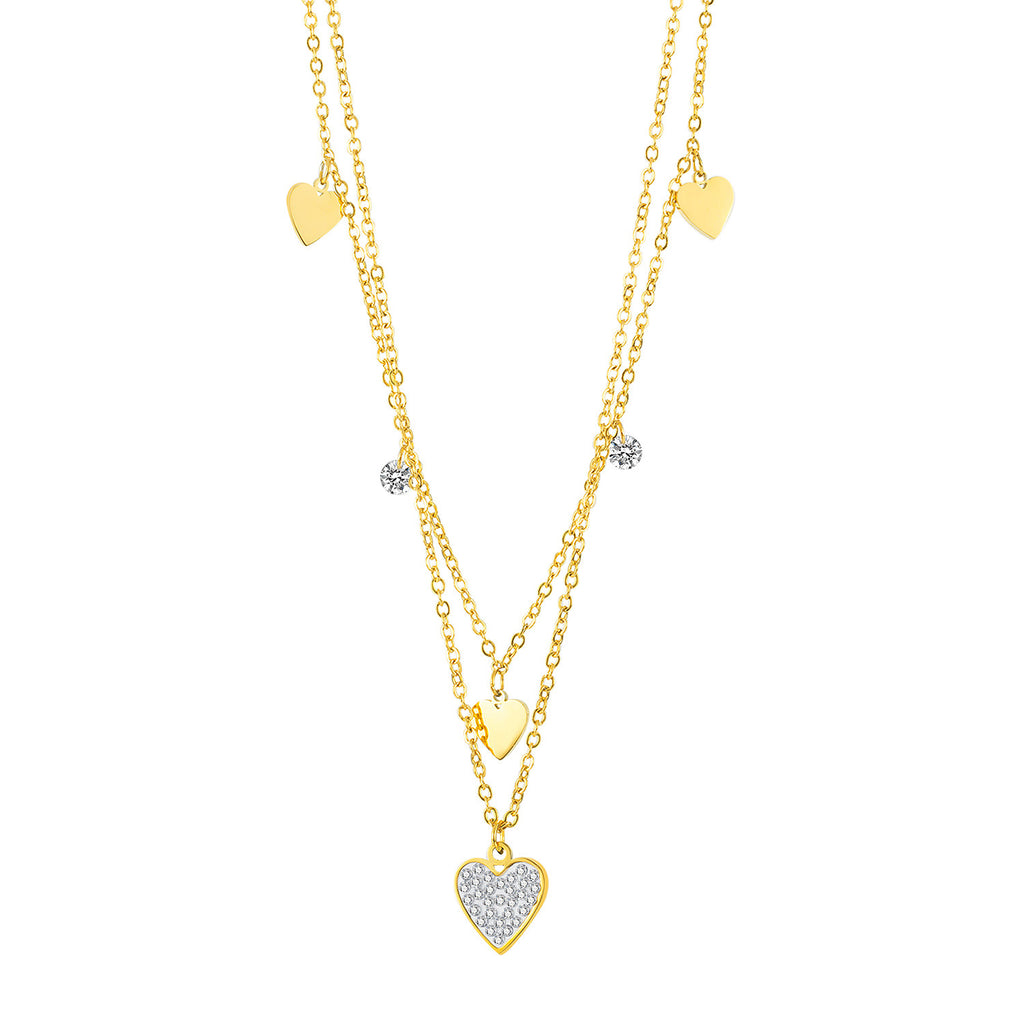 Collier en acier titane Double couche vent froid femme Hip Hop amour chaîne de clavicule