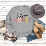 Sweat-shirt décontracté à imprimé lettre Future Nurse pour femmes