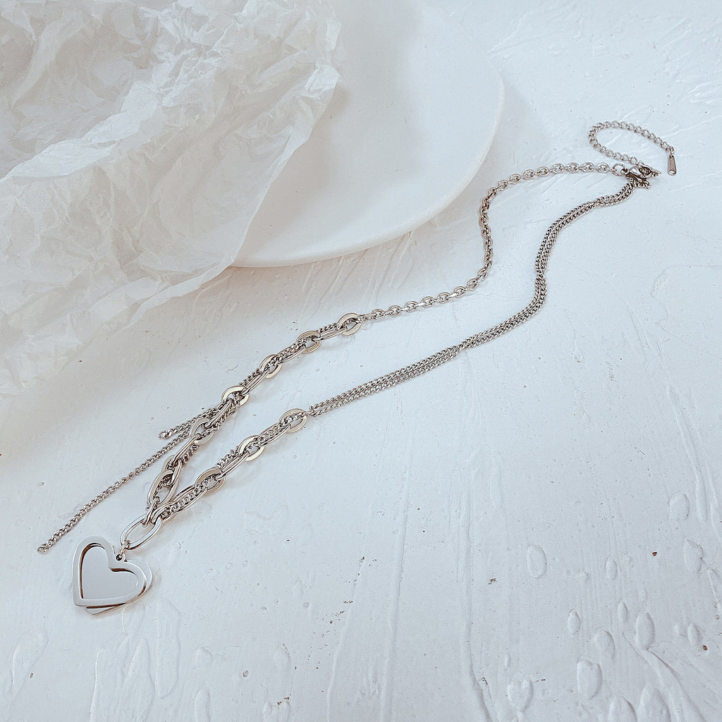 NEHZUS Bijoux Hip Hop Niche Design Girly Love Collier en acier inoxydable avec pompon