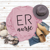 ER Nurse Round Neck Fashion Letter Tops Long Sleeve Women's Print Loose Sweatshirt