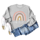 Be Kind – Großer Pullover für Damen mit Rundhalsausschnitt und langen Ärmeln und Regenbogen-Print