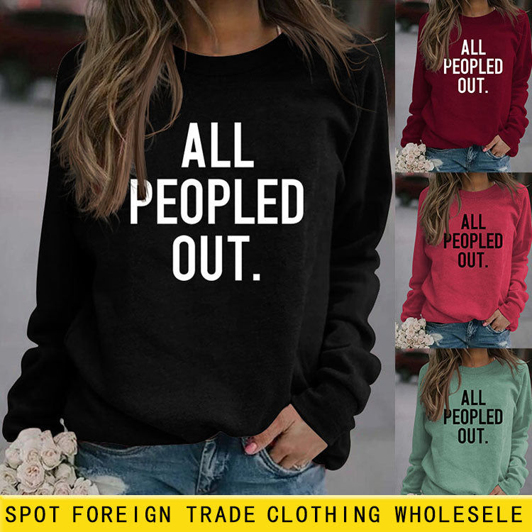 ALL PEOPLED OUT Modisches, lockeres, übergroßes Sweatshirt mit Rundhalsausschnitt und langen Ärmeln