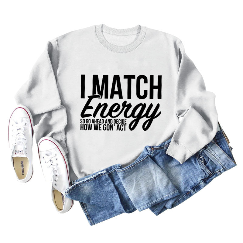 I Match Energy Damen-Sweatshirt mit Rundhalsausschnitt und langen Ärmeln