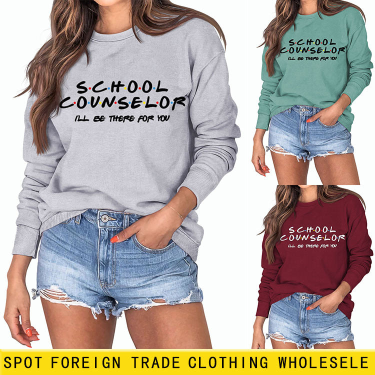 SCHOOL COUNTSELOR I'LL Autumn and Winter Bottoming Round Neck Long Sleeve Women's Sweater