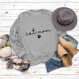 Cat Mom Dog Print Rundhalsausschnitt Lose Buchstaben Mode Damen Langarm Sweatshirt