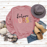 Sweat-shirt décontracté à imprimé lettre Future Nurse pour femmes