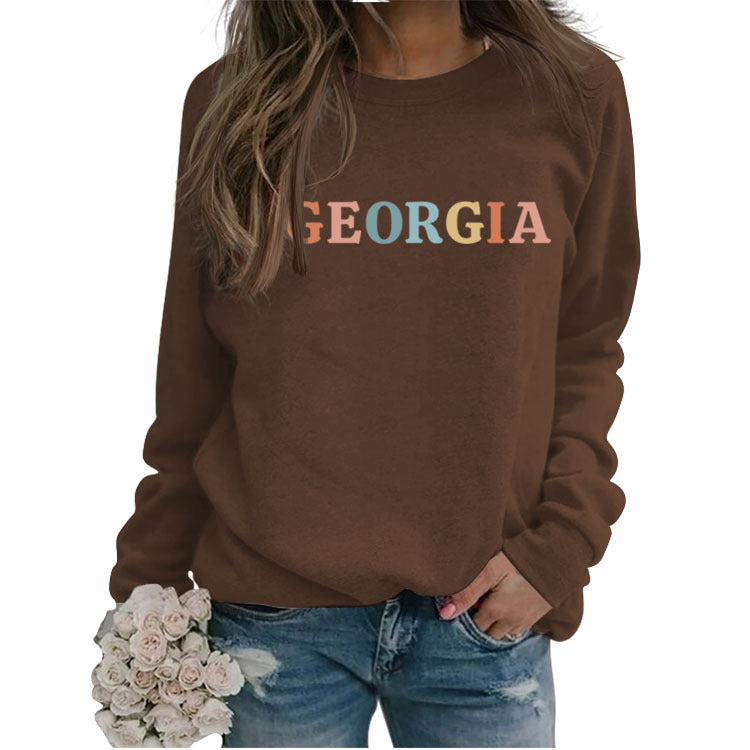 GEORGIA Brief Modische Lose frauen Langarm Rundhals Pullover Frauen