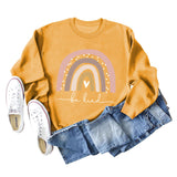 Be Kind – Großer Pullover für Damen mit Rundhalsausschnitt und langen Ärmeln und Regenbogen-Print