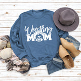 Großer Langarm-Pullover mit Wrestling-Mom-Buchstaben und Rundhalsausschnitt