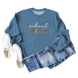 SCHOOL COUNSELOR Pullover für Mädchen mit Leoparden-/Buchstabendruck, Rundhalsausschnitt, lockerer Langarm, Übergröße