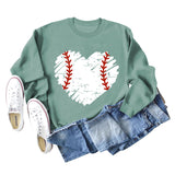 Love Baseball Print Rundhals Großer lässiger Langarm-Damenpullover
