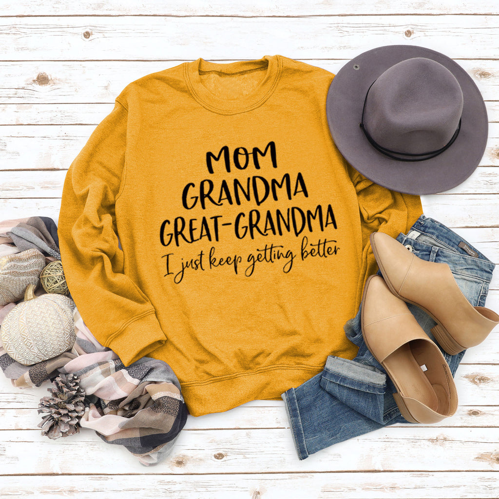 Langarm T-shirt MAMA OMA GROßE BUCHSTABEN AW OVERSIZE PULLOVER
