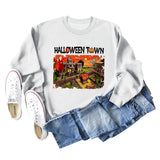 Pull ample à manches longues pour femmes, chemise ample avec lettres imprimées de ville d'halloween, nouvelle collection
