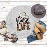 Sweat-shirt ample à manches longues et col rond pour femme, haut avec lettres, Nunse Life