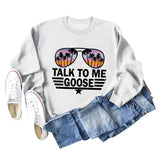 TALK TO ME GOOSE Lockerer Pullover mit Buchstabenmuster und langen Ärmeln und Rundhalsausschnitt