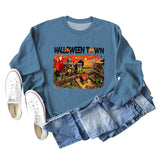 Pull ample à manches longues pour femmes, chemise ample avec lettres imprimées de ville d'halloween, nouvelle collection