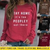 STAY HOME IT'S TOO Modischer, langärmliger Pullover in großer Größe für Damen
