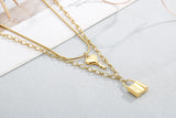Collier pendentif clé et serrure, bijoux en acier inoxydable pour femmes