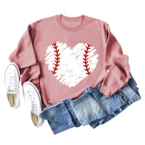 Love Baseball Print Rundhals Großer lässiger Langarm-Damenpullover