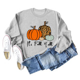 It's Fall Y'all Leopard Print Letter Print Round Neck Loose Fashion Long Sleeve Sweater