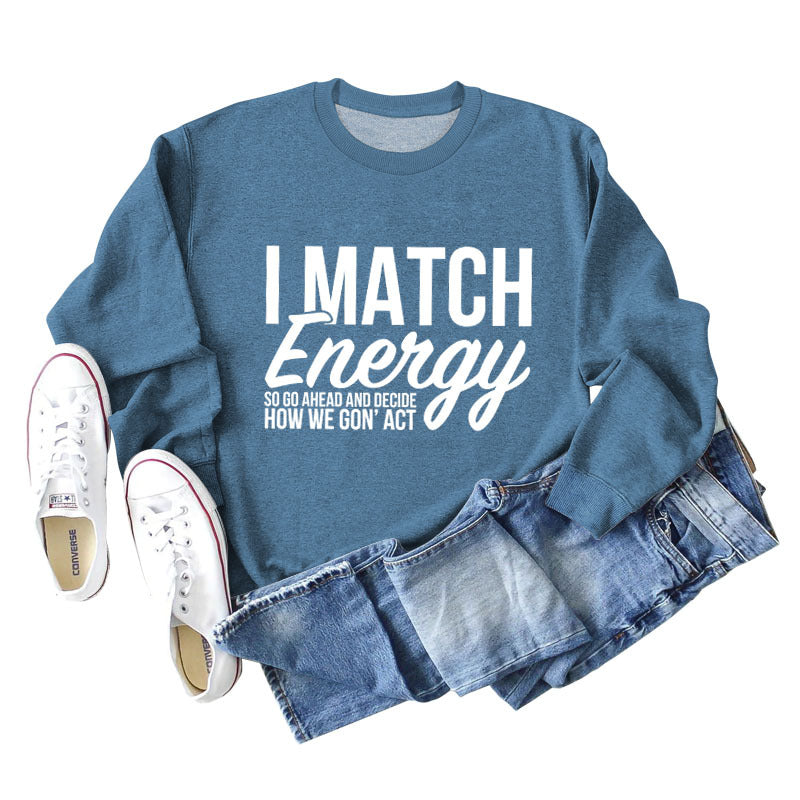 I Match Energy Damen-Sweatshirt mit Rundhalsausschnitt und langen Ärmeln