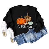 It's Fall Y'all Leopard Print Letter Print Round Neck Loose Fashion Long Sleeve Sweater