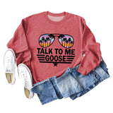 TALK TO ME GOOSE Lockerer Pullover mit Buchstabenmuster und langen Ärmeln und Rundhalsausschnitt