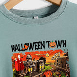 Pull ample à manches longues pour femmes, chemise ample avec lettres imprimées de ville d'halloween, nouvelle collection