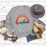 „You Are My Sunshine“-Pullover mit Regenbogen-Buchstabendruck für Damen