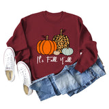 It's Fall Y'all Leopard Print Letter Print Round Neck Loose Fashion Long Sleeve Sweater