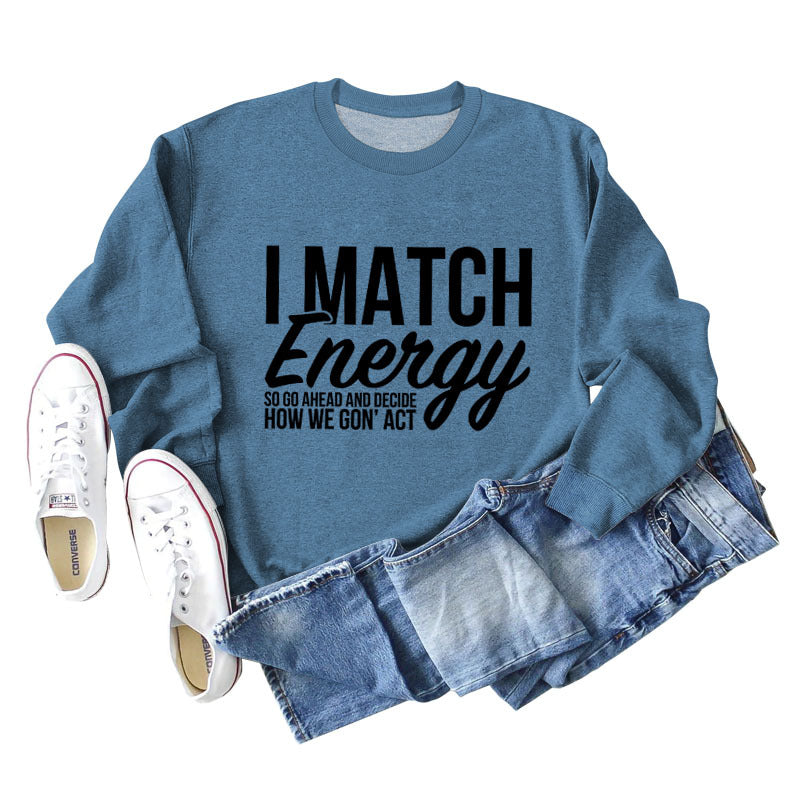 I Match Energy Damen-Sweatshirt mit Rundhalsausschnitt und langen Ärmeln