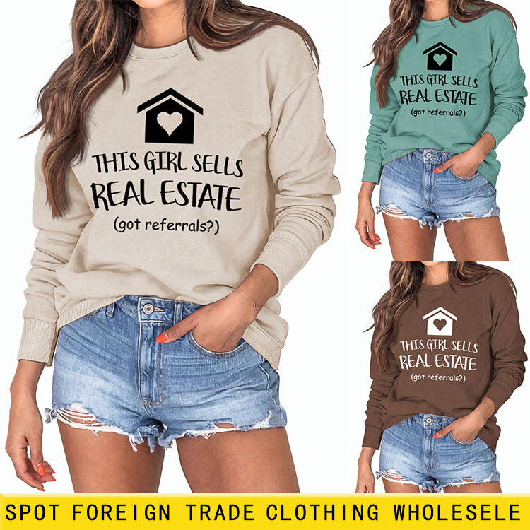 THIS GIRL SELLS Mode Buchstaben Lose Bodenbildung Liebe Pullover Langarm Frauen