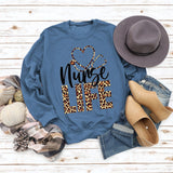 Sweat-shirt ample à manches longues et col rond pour femme, haut avec lettres, Nunse Life