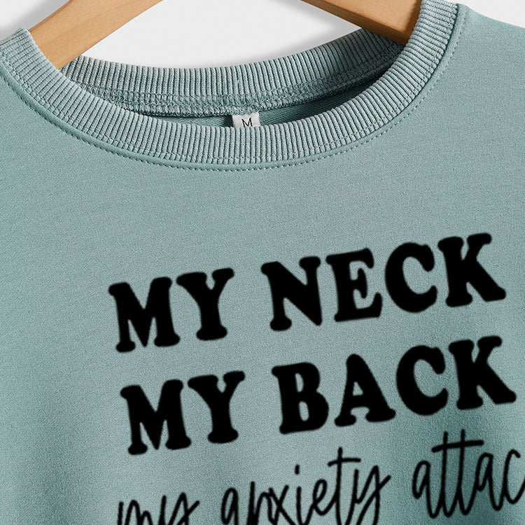 MY NECK MY BACK Fashion Round Neck Large Size Women Long-sleeved Printed Sweater