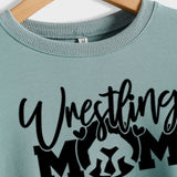 Großer Langarm-Pullover mit Wrestling-Mom-Buchstaben und Rundhalsausschnitt