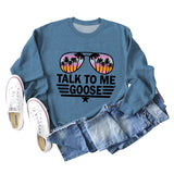 TALK TO ME GOOSE Lockerer Pullover mit Buchstabenmuster und langen Ärmeln und Rundhalsausschnitt