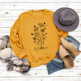 Pull surdimensionné à manches longues, ample et décontracté, imprimé de lettres de papillon et de fleurs sauvages, automne et hiver