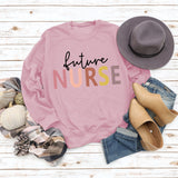 Sweat-shirt décontracté à imprimé lettre Future Nurse pour femmes