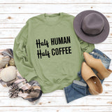 Half Human Half Coffee Round Neck Loose Long-sleeved Large Size Sweater