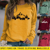 Mountain Pine Loose Print Rundhals Langarm Damenpullover
