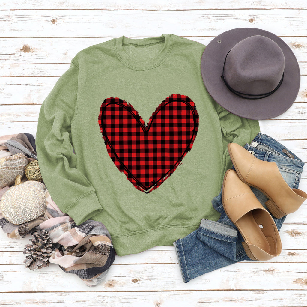 Pull à carreaux imprimé amour pour femme, pour la Saint-Valentin, automne et hiver