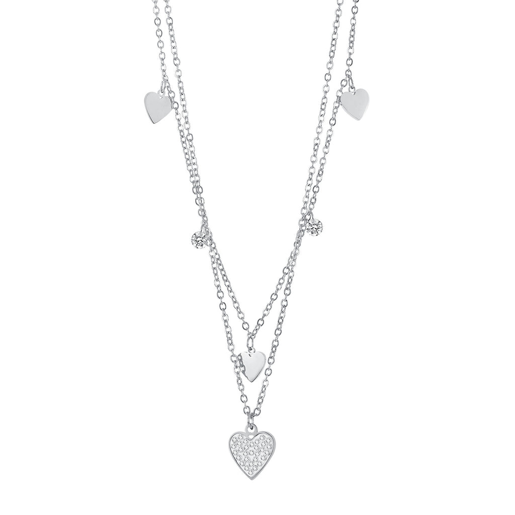 Collier en acier titane Double couche vent froid femme Hip Hop amour chaîne de clavicule