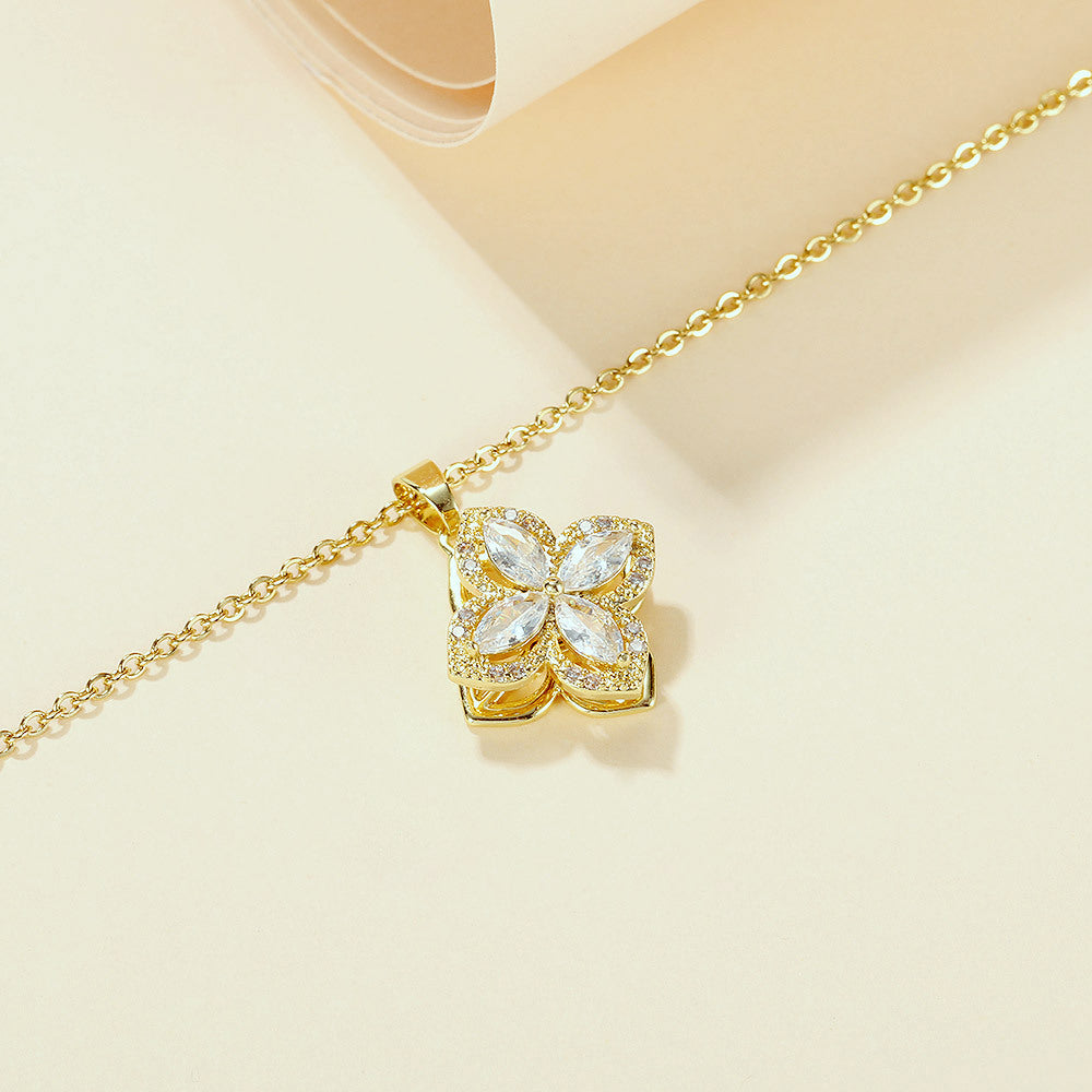 NEHZUS Hip-hop clavicule chaîne mode minimaliste à la mode nouvelle fleur zircone collier